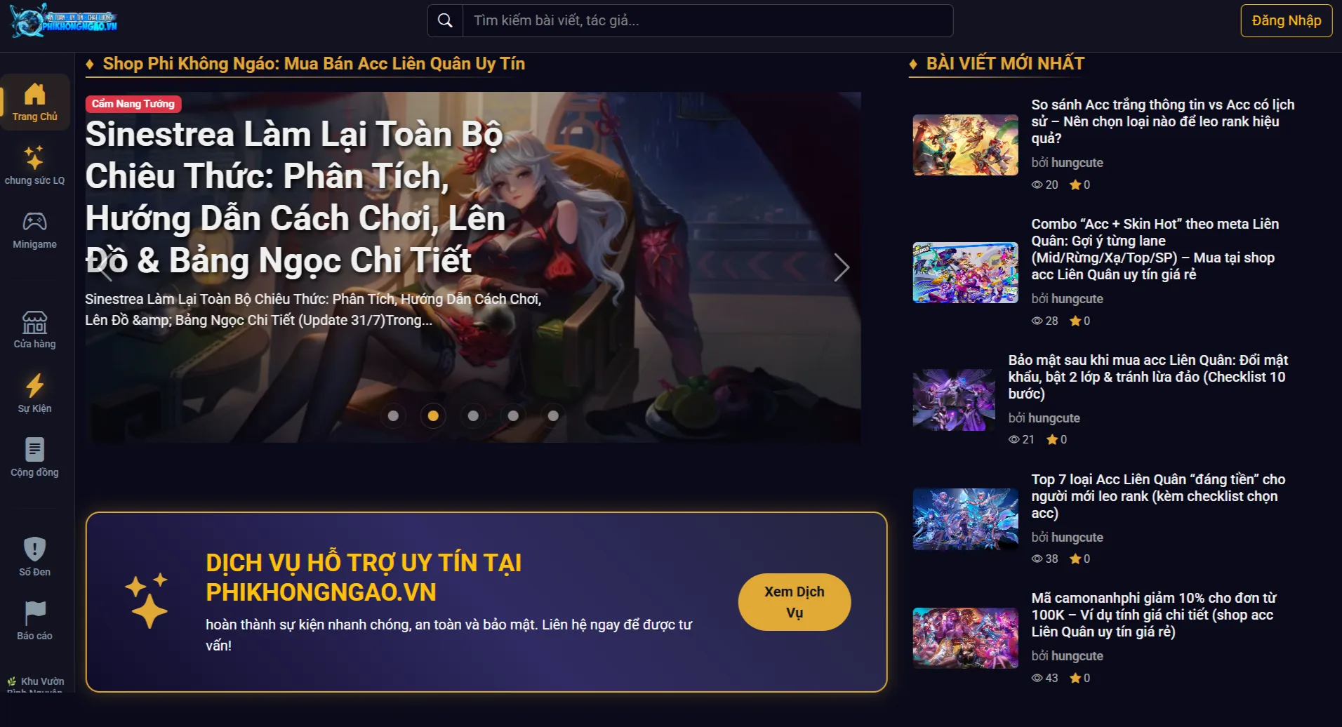 src code web shop acc liên quân bản mới nhất , giao diện mới siêu đẹp